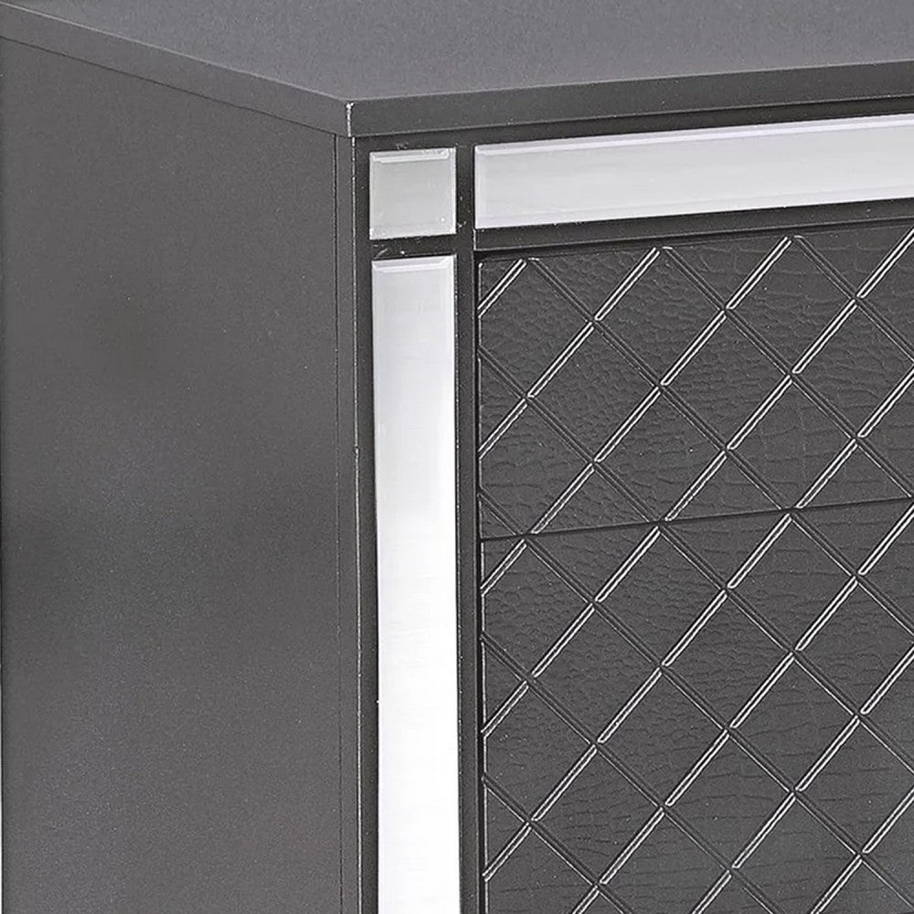 Reff Nightstand, 2 French Dovetail Drawers, Crystal Knobs, Gray