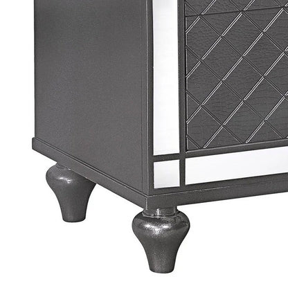 Reff Nightstand, 2 French Dovetail Drawers, Crystal Knobs, Gray