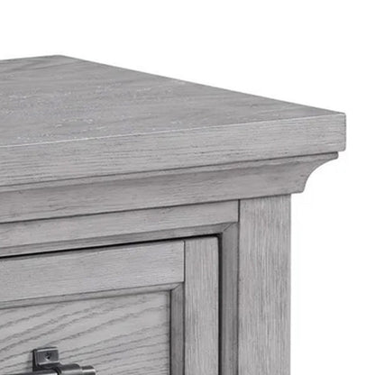 Bix Nightstand, 2 Dovetail Drawers, Bronze Handles, Light Gray