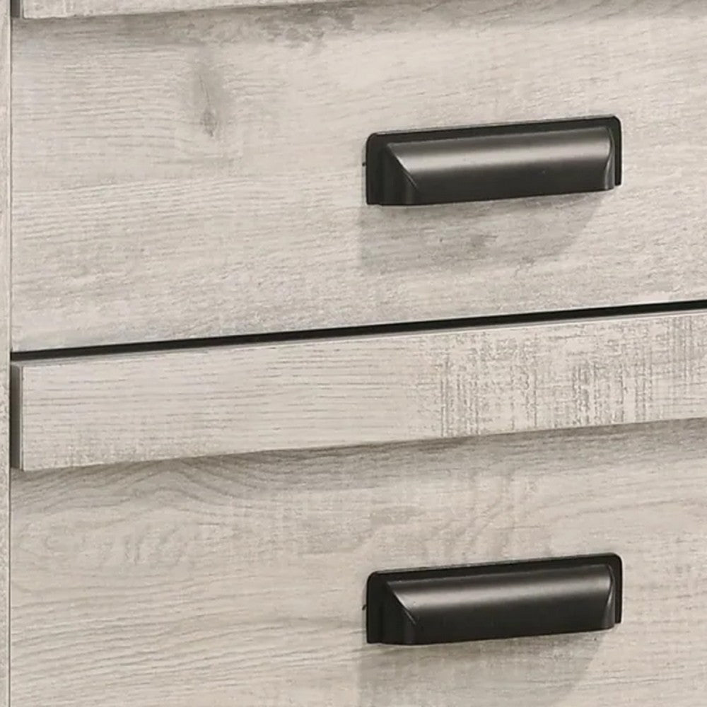 Velz Nightstand, 2 Drawers, Metal Finger Pull Handles, Weathered Beige