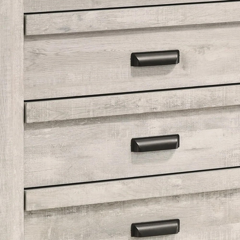 Velz Tall Dresser Chest, 5 Drawers, Finger Pull Handles, Weathered Beige