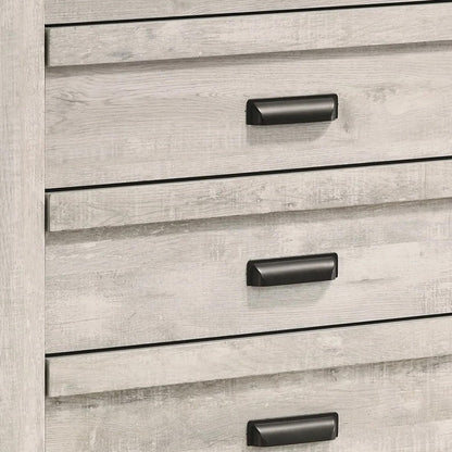 Velz Tall Dresser Chest, 5 Drawers, Finger Pull Handles, Weathered Beige