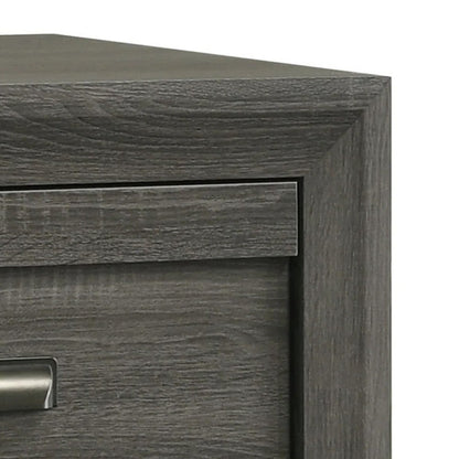 Velz Nightstand, 2 Drawers, Metal Finger Pull Handles, Dark Gray Wood