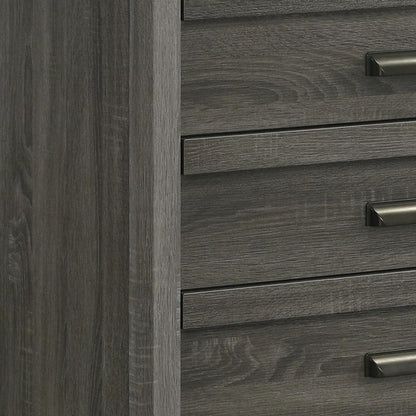 Velz Tall Dresser Chest, 5 Drawers, Finger Pull Handles, Dark Gray Wood