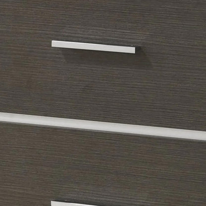 Hez Nightstand, 2 Drawers, Silver Trim, Modern Dark Brown Finish