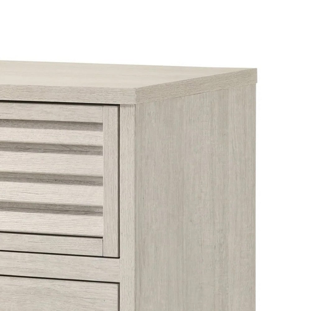 Sary Nightstand, 2 Drawers, Black Finger Handles, Off White Wood