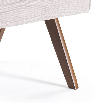 Cid Jose Accent Chair Set of 2, Beige Polyester, Walnut Brown Wood