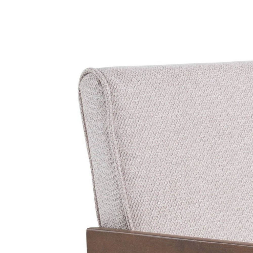 Cid Jose Accent Chair Set of 2, Beige Polyester, Walnut Brown Wood