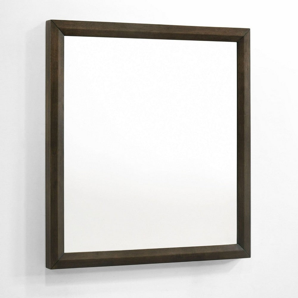 Cid Mizo Dresser Mirror, Cherry Oak Brown Wood Veneer, Sleek Frame, 40x42