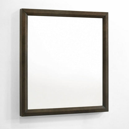 Cid Mizo Dresser Mirror, Cherry Oak Brown Wood Veneer, Sleek Frame, 40x42