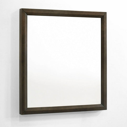 Cid Mizo Dresser Mirror, Cherry Oak Brown Wood Veneer, Sleek Frame, 40x42