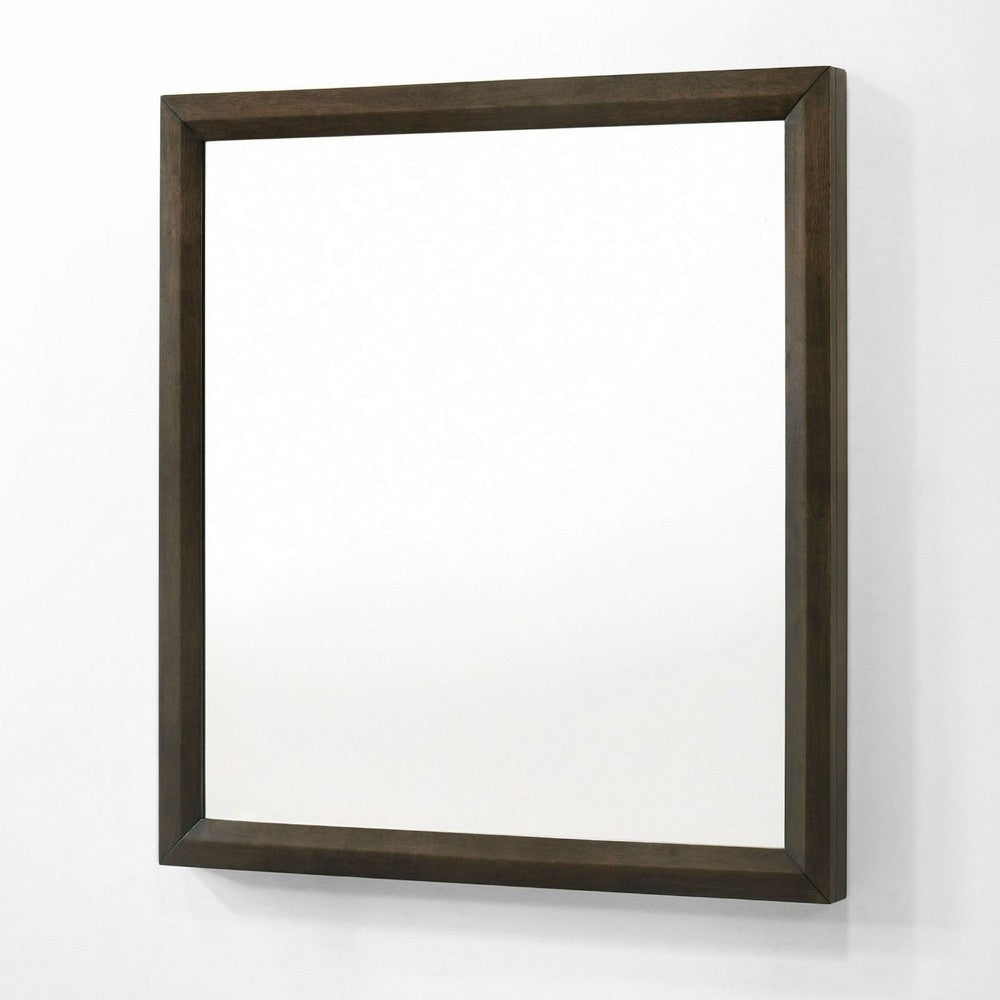 Cid Mizo Dresser Mirror, Cherry Oak Brown Wood Veneer, Sleek Frame, 40x42