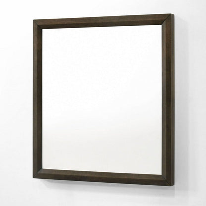 Cid Mizo Dresser Mirror, Cherry Oak Brown Wood Veneer, Sleek Frame, 40x42