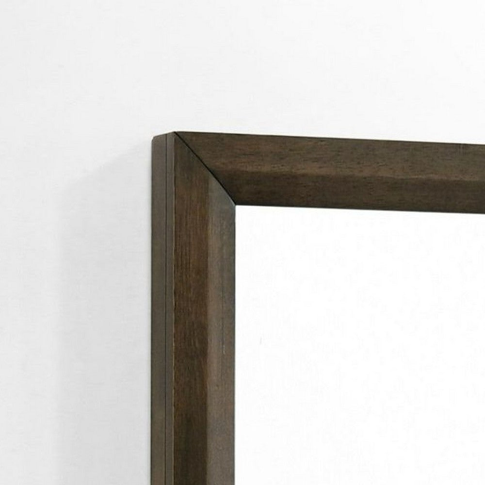 Cid Mizo Dresser Mirror, Cherry Oak Brown Wood Veneer, Sleek Frame, 40x42