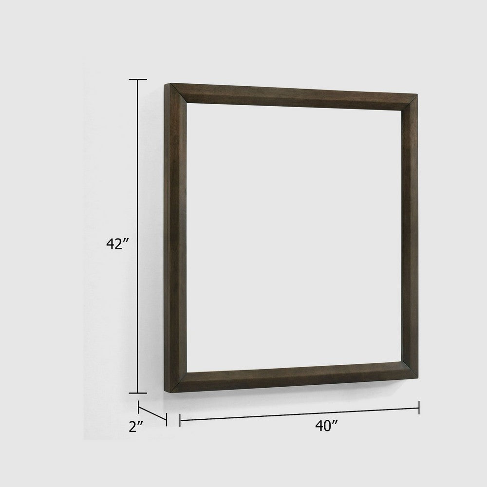 Cid Mizo Dresser Mirror, Cherry Oak Brown Wood Veneer, Sleek Frame, 40x42