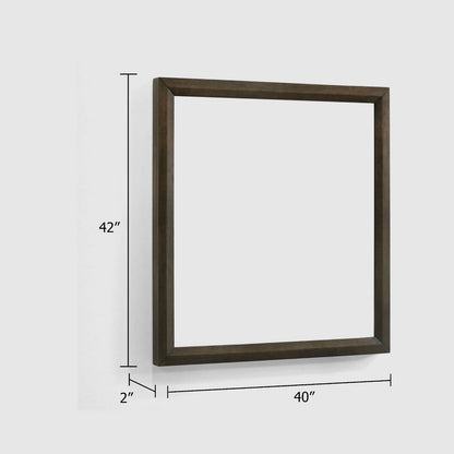 Cid Mizo Dresser Mirror, Cherry Oak Brown Wood Veneer, Sleek Frame, 40x42