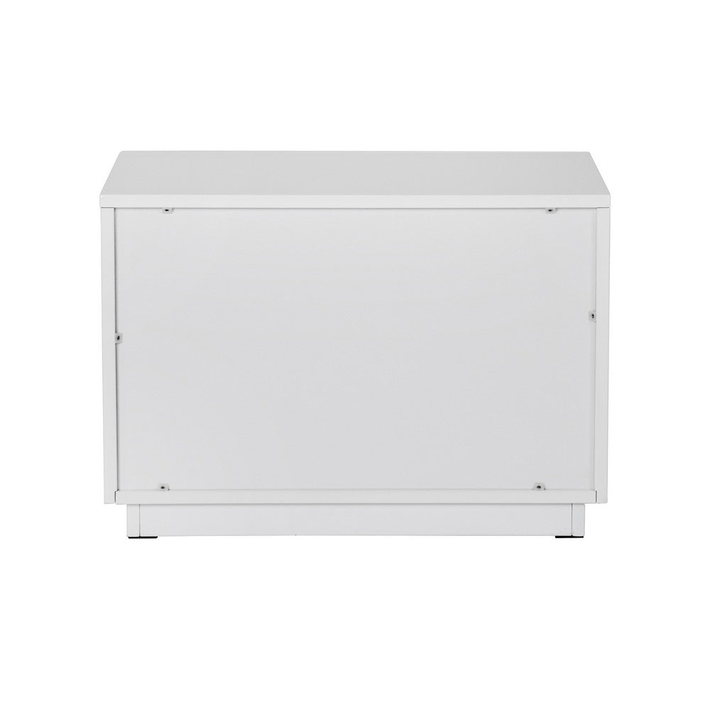 Cid Inji Nightstand, 2 Drawers, White High Gloss Finish, 28 Inch