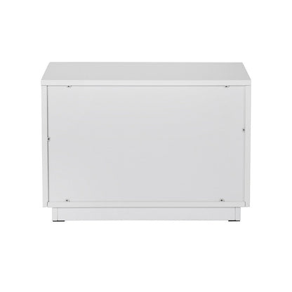Cid Inji Nightstand, 2 Drawers, White High Gloss Finish, 28 Inch