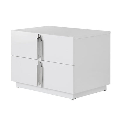 Cid Inji Nightstand, 2 Drawers, White High Gloss Finish, 28 Inch