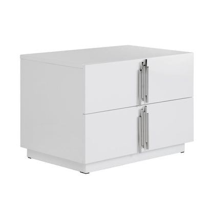 Cid Inji Nightstand, 2 Drawers, White High Gloss Finish, 28 Inch