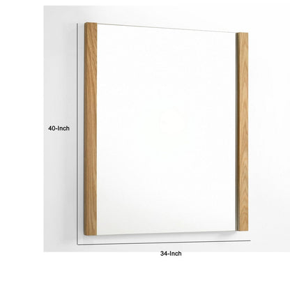 Noe Ruby Dresser Mirror, Natural Brown Oak Veneer, Rectangular 34 x 40