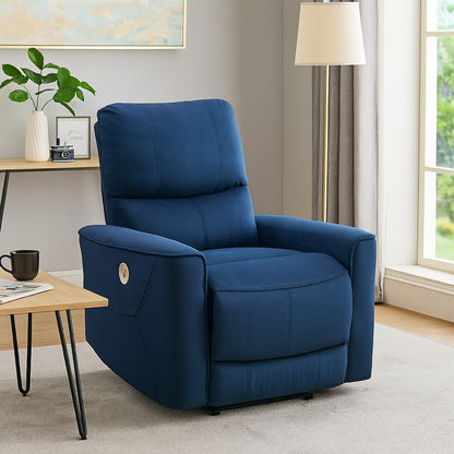 Erten Power Rocker Recliner Chair, Light Brown Velvet, Solid Wood