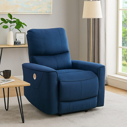 Erten Power Rocker Recliner Chair, Light Brown Velvet, Solid Wood