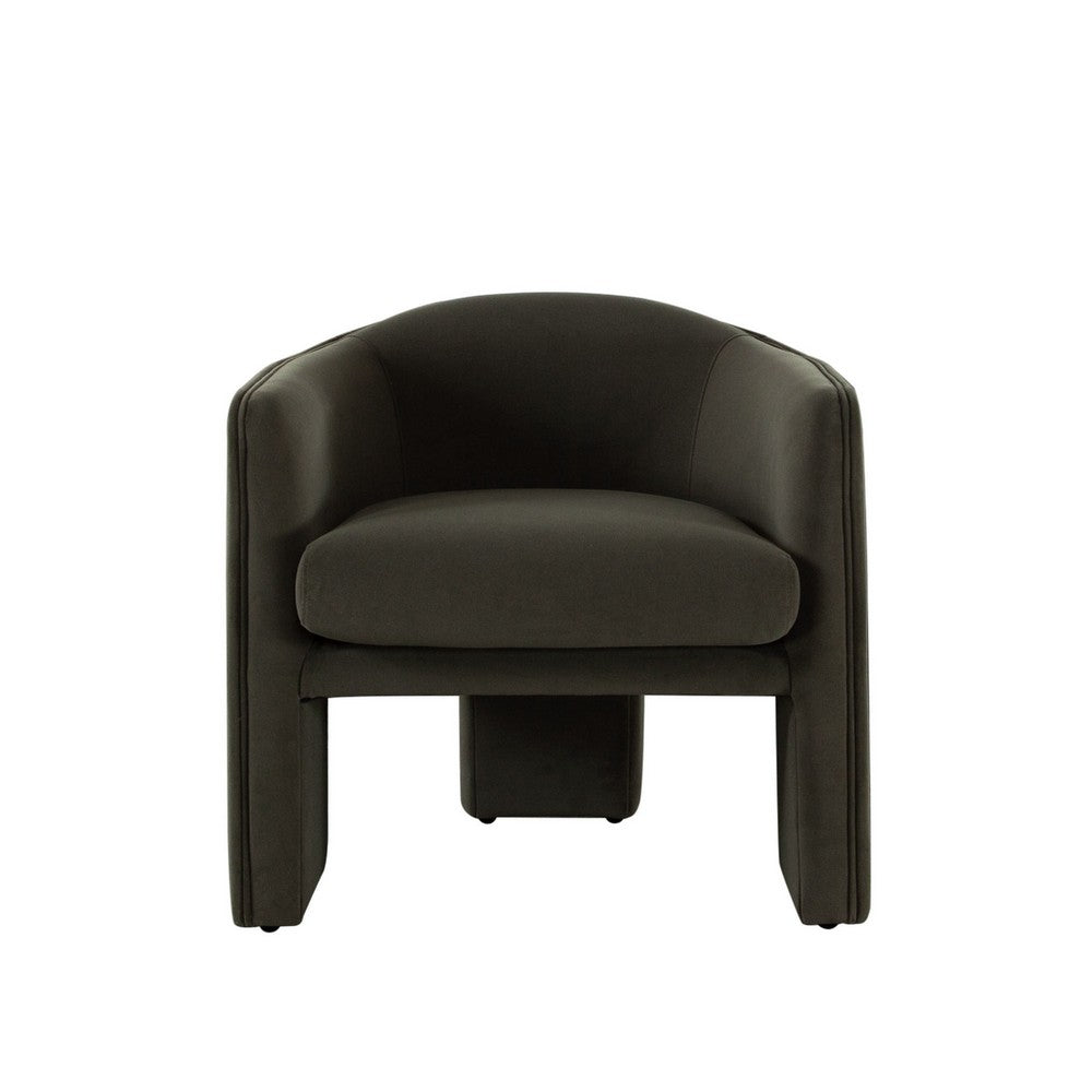 Lery Accent Chair, Green Winter Moss Performance Velvet, Curved Design