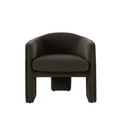 Lery Accent Chair, Green Winter Moss Performance Velvet, Curved Design