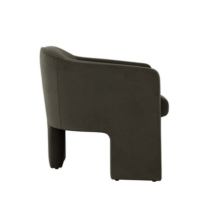 Lery Accent Chair, Green Winter Moss Performance Velvet, Curved Design