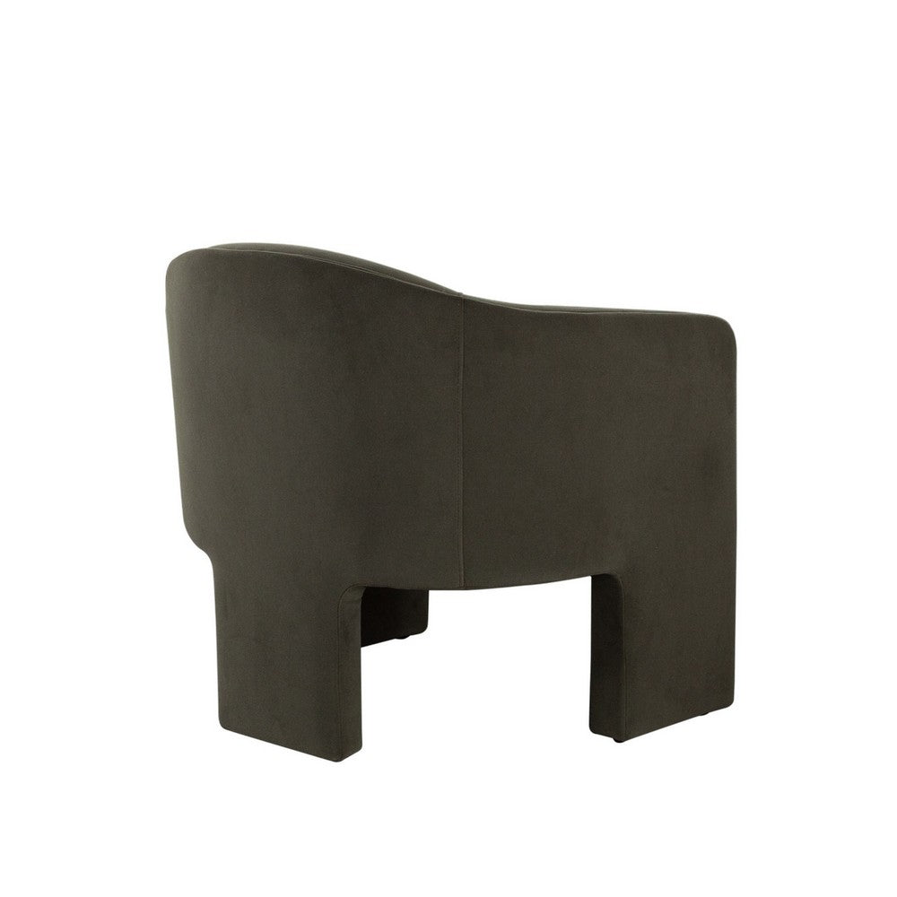 Lery Accent Chair, Green Winter Moss Performance Velvet, Curved Design