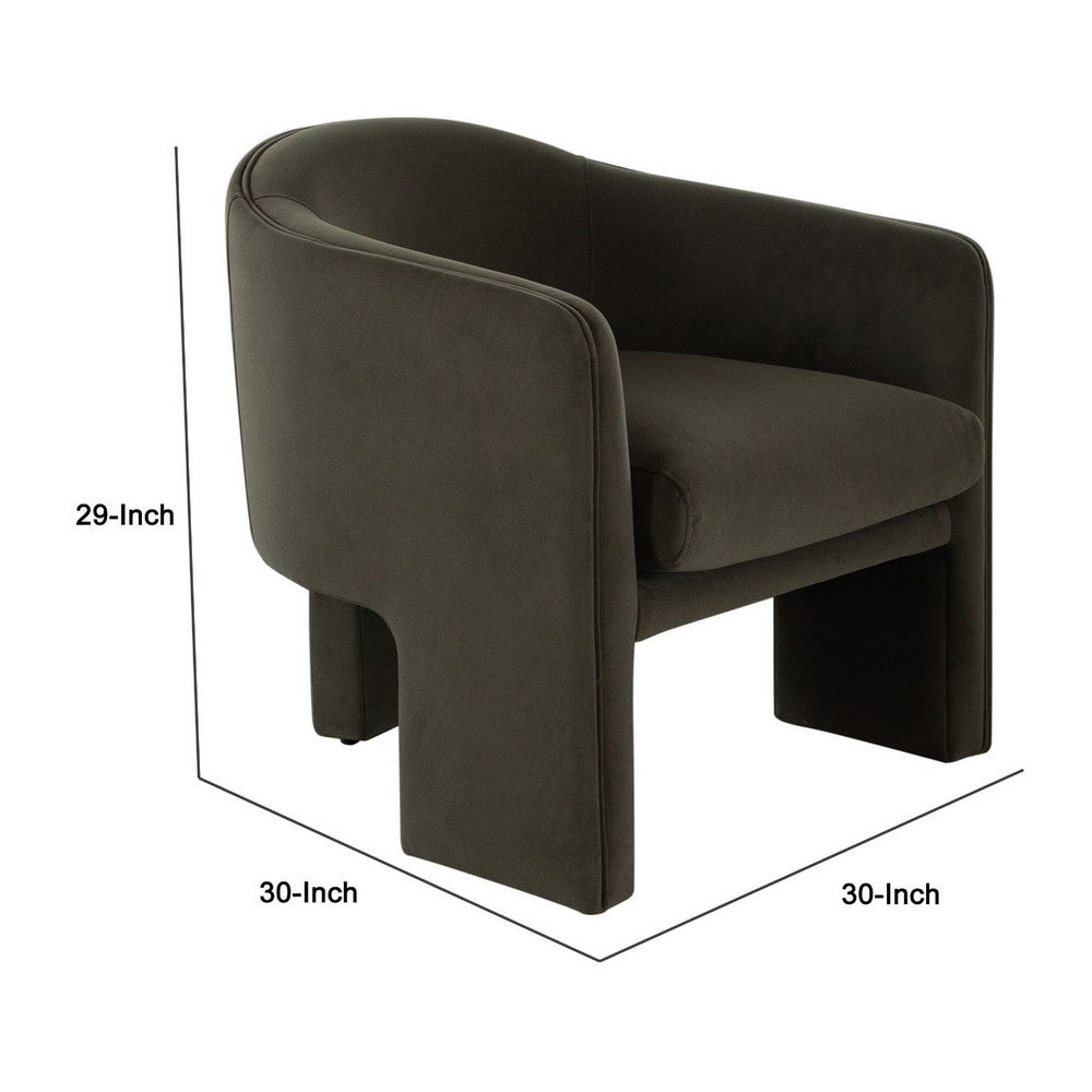 Lery Accent Chair, Green Winter Moss Performance Velvet, Curved Design