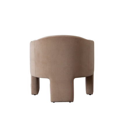 Lery Accent Chair, Curved Back Tripod Base, Camel Brown Velvet, 29 Inch