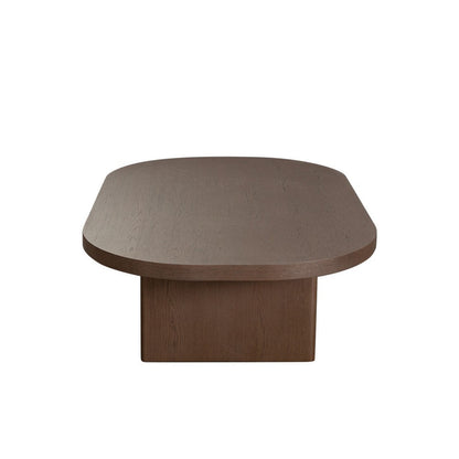 Peny Coffee Table, 47 Inch Oval Top with / Panel Legs in Dark Oak Brown