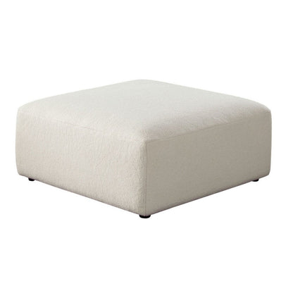Zey Modular Ottoman, 37 Inch Square, Ivory Sherpa Fabric