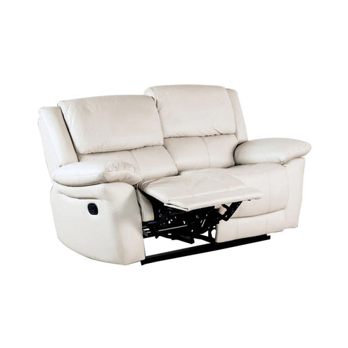 Larus Manual Recliner Chair, Pillow Top Arms, Off White Leather Match