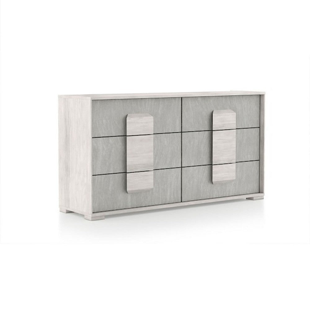 Nomi Nightstand, 2 Drawers and Melamine Top, Stone Gray Front, 24 Inch