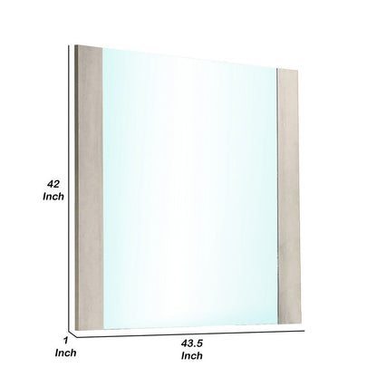 Nomi Dresser Mirror, 44 Inch White Wash Rectangular Wood Frame