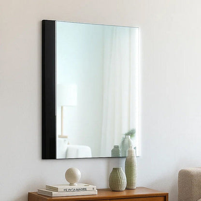Suni Dresser Mirror, 40 Inch, Sleek Piano Black Wood, Frameless Design