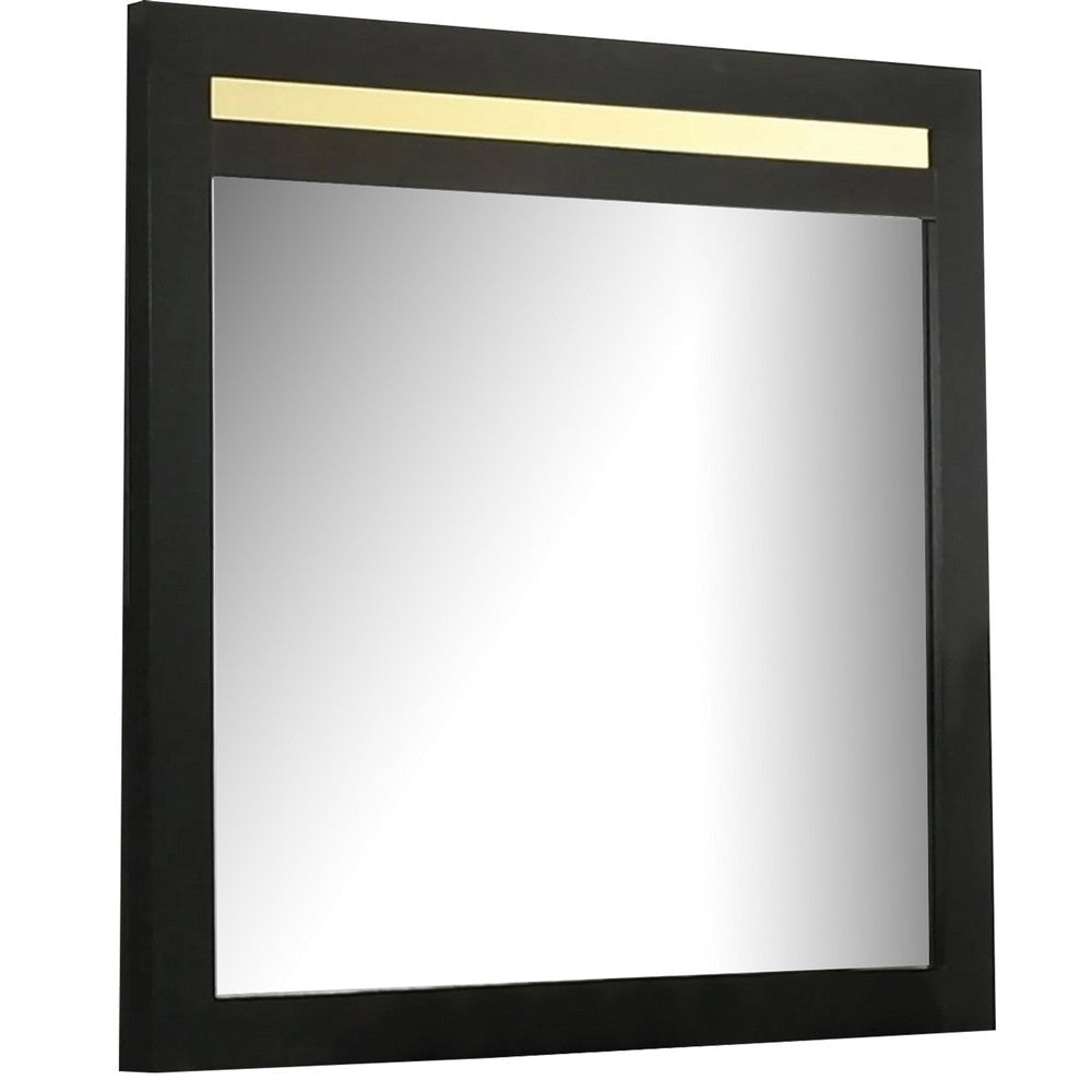 Yoki 41 Inch Dresser Mirror, Modern Glam White with Gold Acrylic Accents