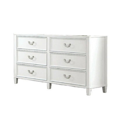 Kiki Dresser Mirror, Curved Crown Molded Details, White Solid Wood