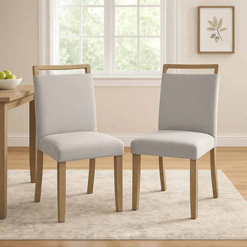 Koji Dining Bench, Gray Fabric Padded Seat, Brown Wood Frame, 42 Inch