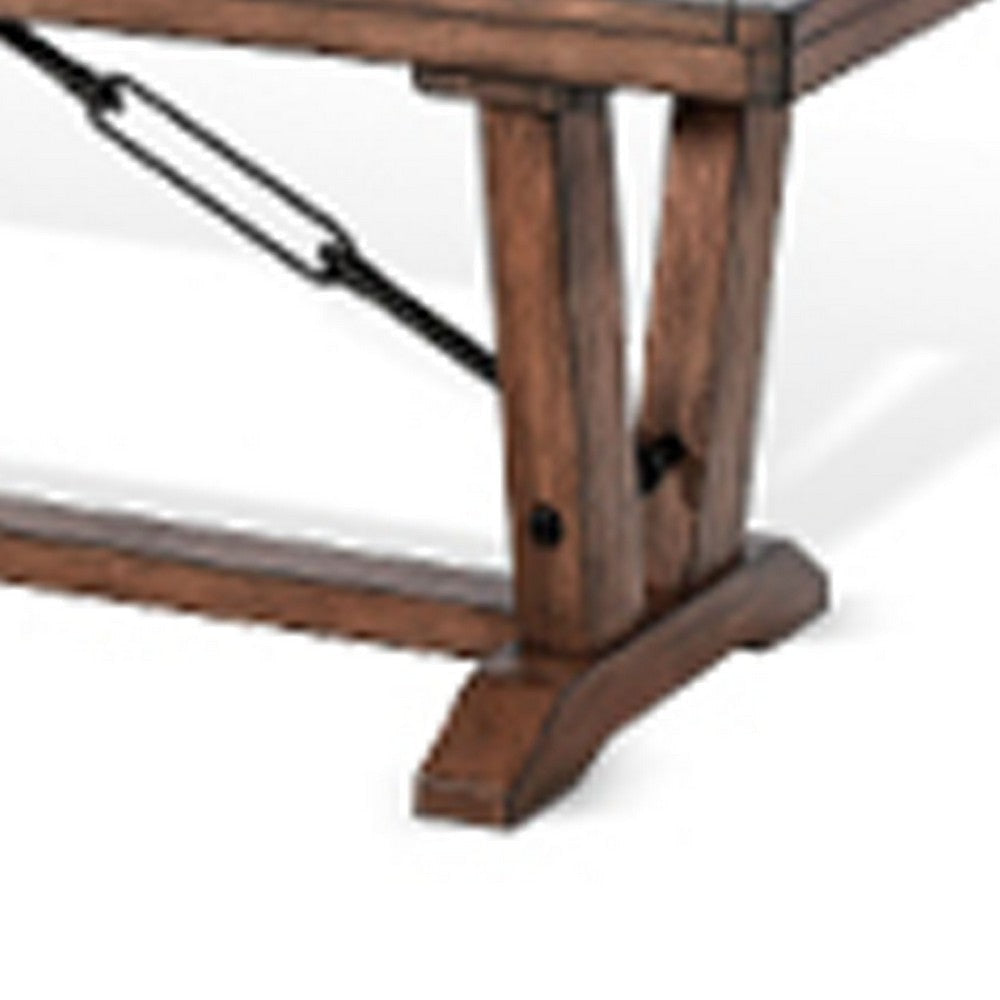 Zeka Industrial Bench, Plank Seat, 72 Inch Rustic Gray Solid Wood