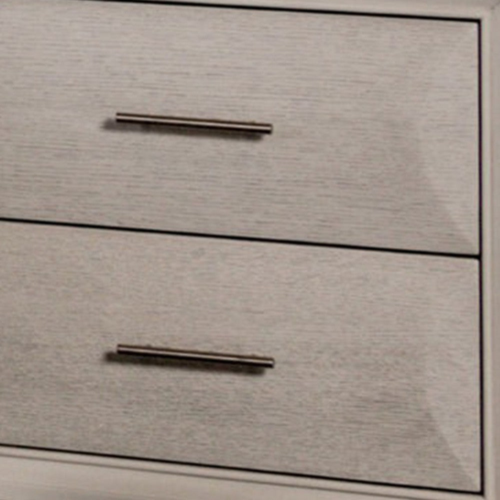 Nitz Nightstand, 2 Drawers, White Solid Wood, Metal Handles, 27 Inch