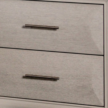 Nitz Nightstand, 2 Drawers, White Solid Wood, Metal Handles, 27 Inch