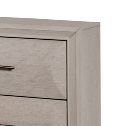 Nitz Nightstand, 2 Drawers, White Solid Wood, Metal Handles, 27 Inch