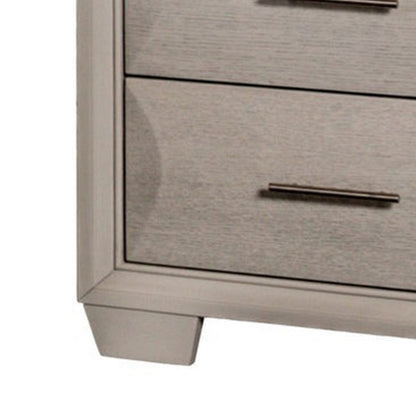 Nitz Nightstand, 2 Drawers, White Solid Wood, Metal Handles, 27 Inch