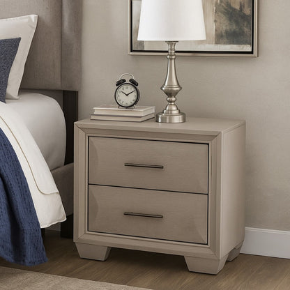 Nitz Nightstand, 2 Drawers, White Solid Wood, Metal Handles, 27 Inch