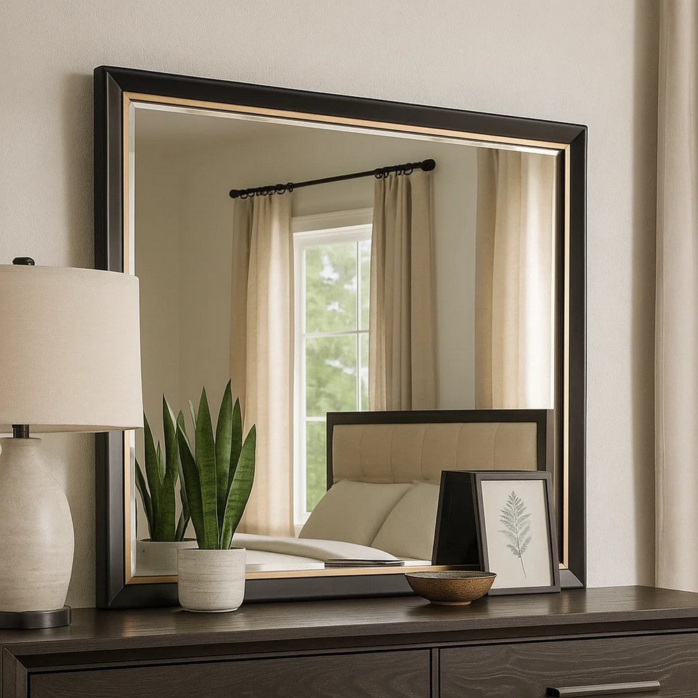 Nitz Dresser Mirror, Beveled Glass, White Solid Wood Frame, 36x40