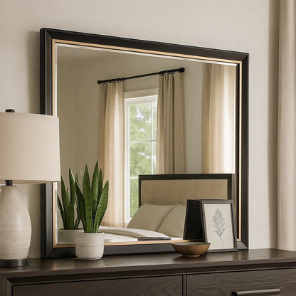Nitz Dresser Mirror, Beveled Glass, White Solid Wood Frame, 36x40